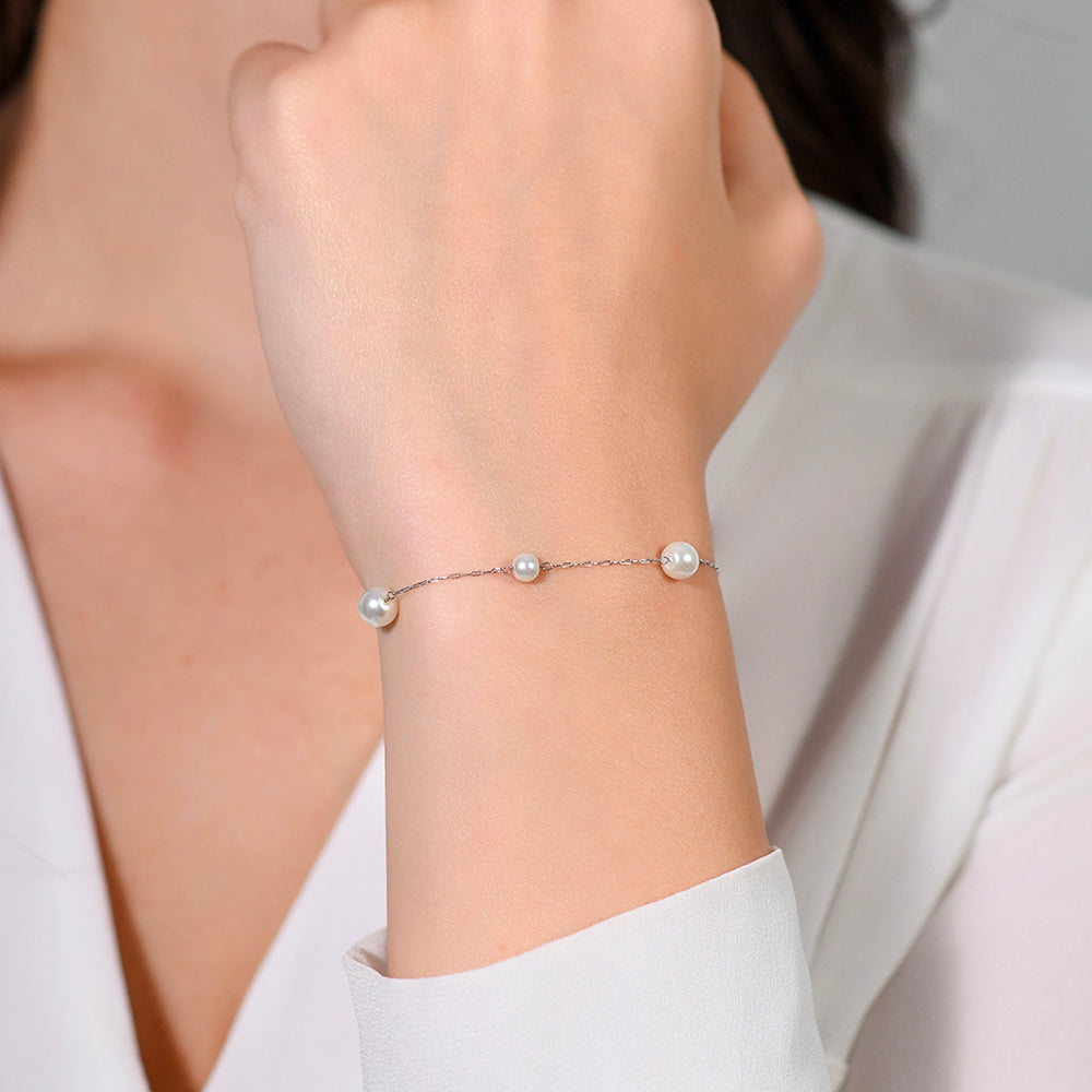 BRACCIALE DONNA IN ACCIAIO CON PERLE Luca Barra