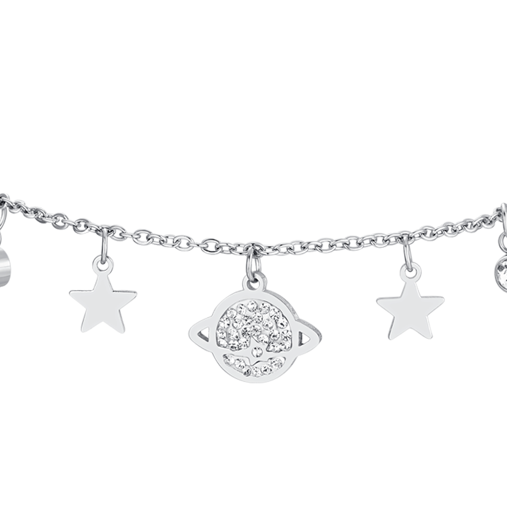 BRACCIALE DONNA IN ACCIAIO PIANETA E STELLE