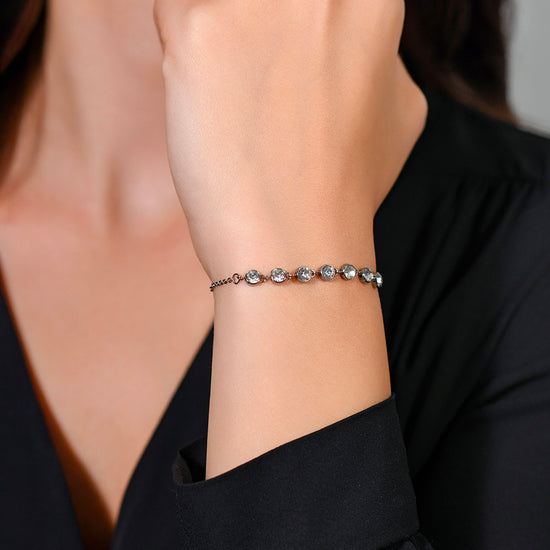 BRACCIALE DONNA IN ACCIAIO CRISTALLI BIANCHI