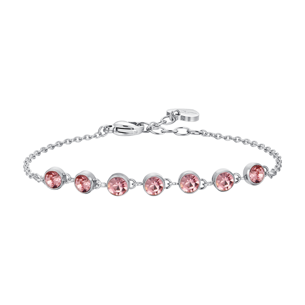 BRACCIALE DONNA IN ACCIAIO CRISTALLI ROSA