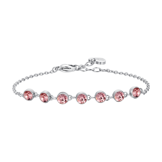 BRACCIALE DONNA IN ACCIAIO CRISTALLI ROSA Luca Barra