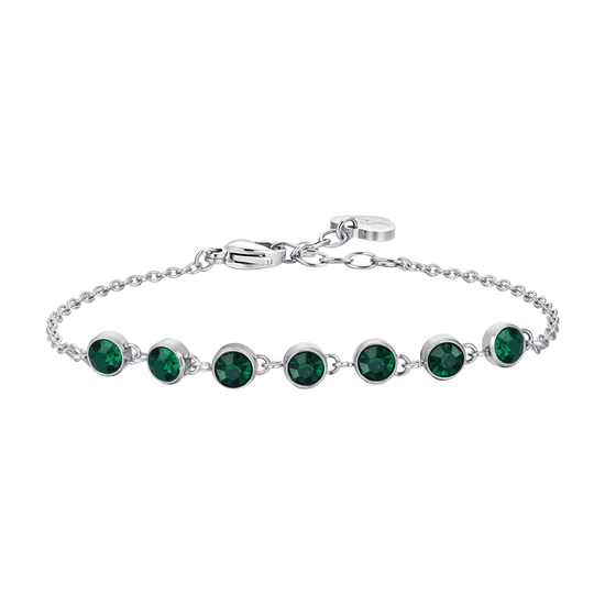 BRACCIALE DONNA IN ACCIAIO CRISTALLI VERDE