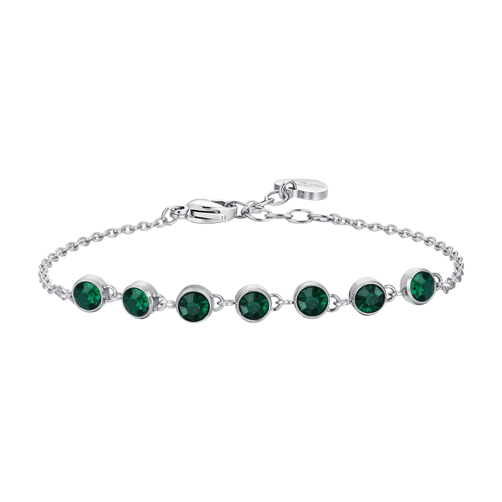 BRACCIALE DONNA IN ACCIAIO CRISTALLI VERDE Luca Barra