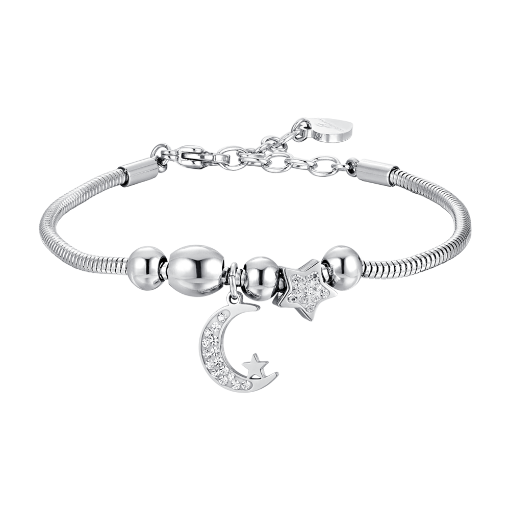 BRACCIALE DONNA IN ACCIAIO LUNA E CRISTALLI