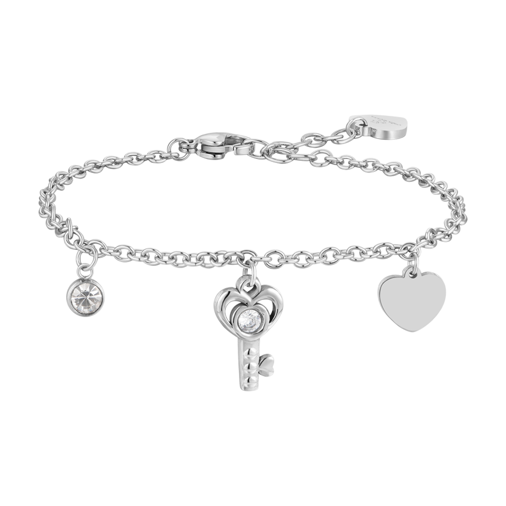 BRACCIALE DONNA IN ACCIAIO CHIAVE E CUORE