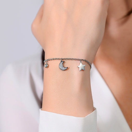 BRACCIALE DONNA IN ACCIAIO LUNA E STELLA