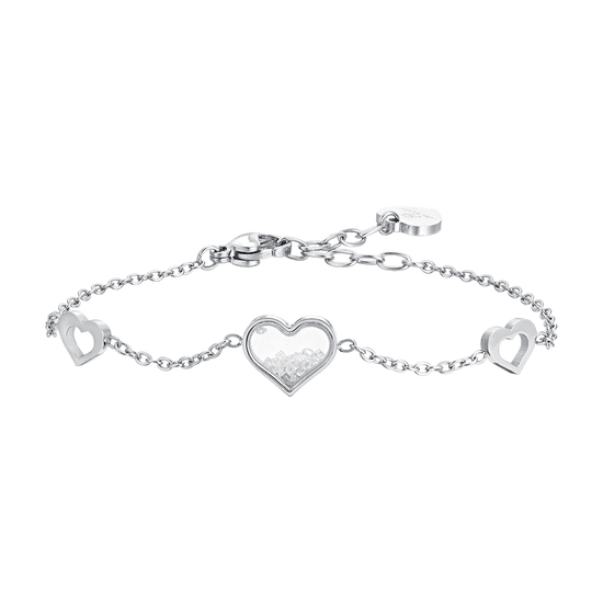 BRACCIALE DONNA IN ACCIAIO CUORI E ZIRCONI