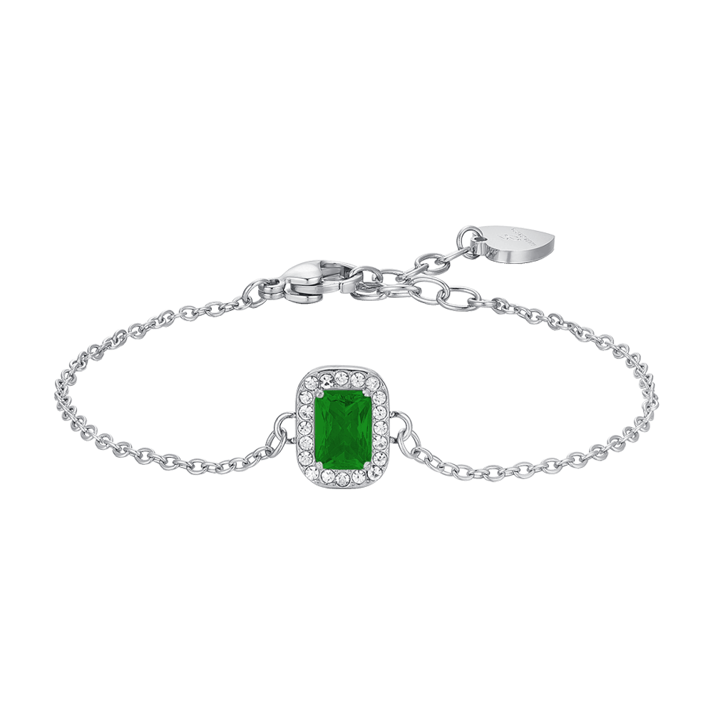 BRACCIALE DONNA IN ACCIAIO CRISTALLI E ZIRCONE VERDE