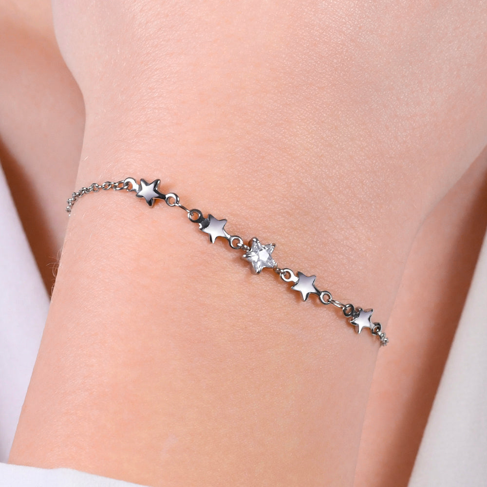 BRACCIALE DONNA CON STELLE E ZIRCONI BIANCHI