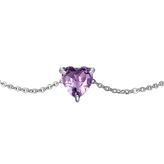 BRACCIALE DONNA IN ACCIAIO CON CUORE CRISTALLO VIOLA