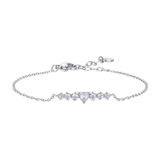 BRACCIALE DONNA IN ACCIAIO CON CUORE E CRISTALLI BIANCHI