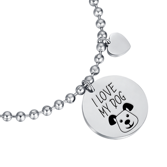 BRACCIALE IN ACCIAIO "I LOVE MY DOG"