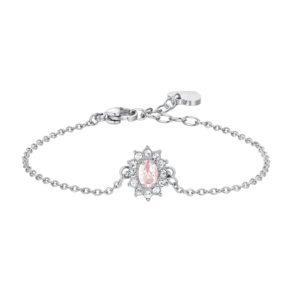 BRACCIALE DONNA IN ACCIAIO CRISTALLI E ZIRCONE ROSA Luca Barra