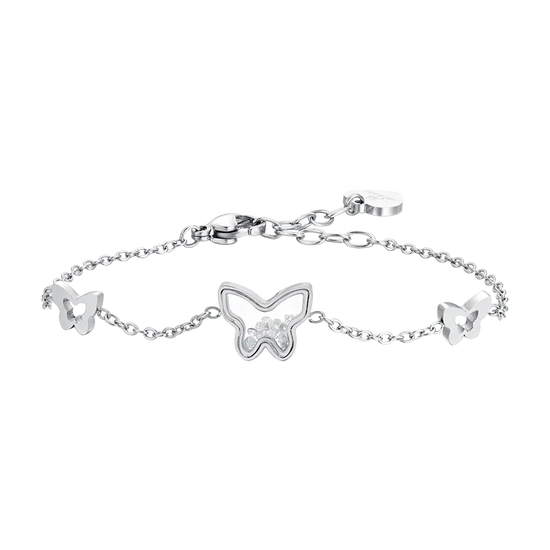 BRACCIALE DONNA IN ACCIAIO FARFALLE E ZIRCONI Luca Barra