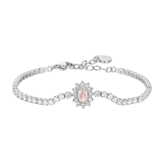 BRACCIALE TENNIS DONNA N ACCIAIO CRISTALLI E ZIRCONE ROSA Luca Barra