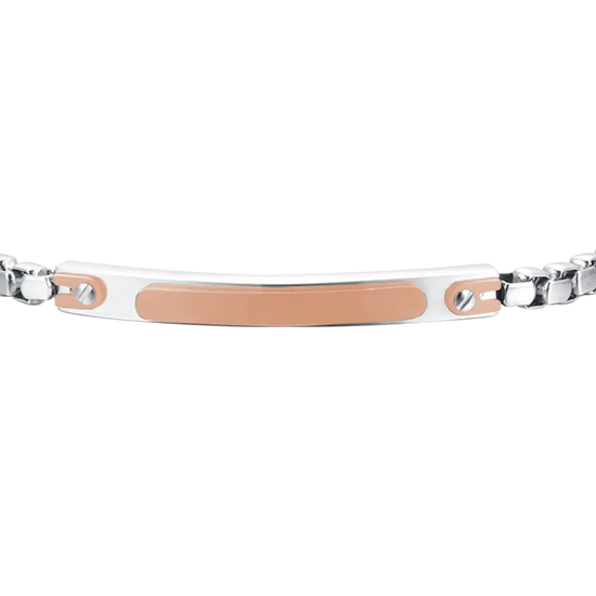 BRACCIALE UOMO IN ACCIAIO CON PIASTRA IP ROSE Luca Barra