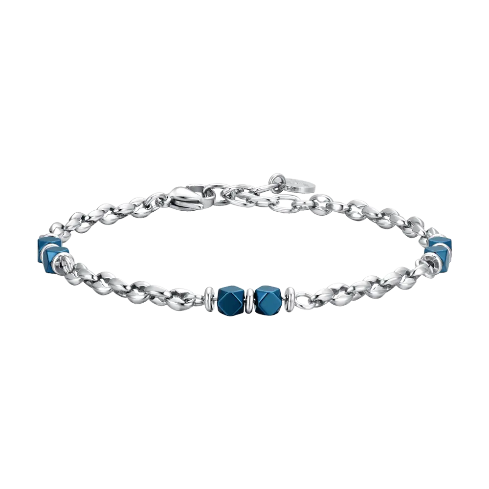 BRACCIALE UOMO IN ACCIAIO EMATITE BLU Luca Barra