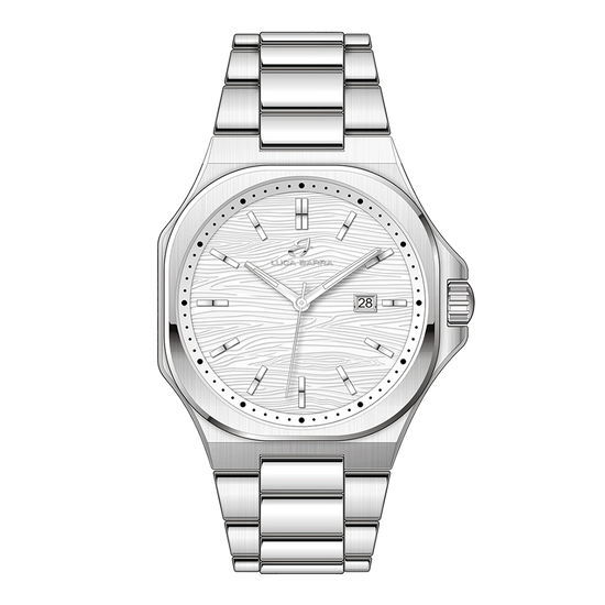 OROLOGIO UOMO IN ACCIAIO QUADRANTE BIANCO, DETTAGLI SILVER