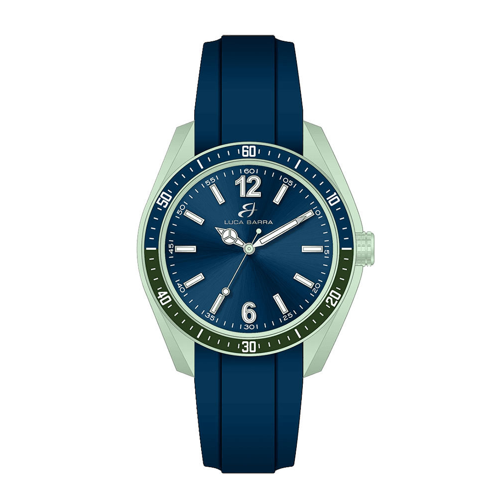 OROLOGIO UOMO IN SILICONE BLU E VERDE