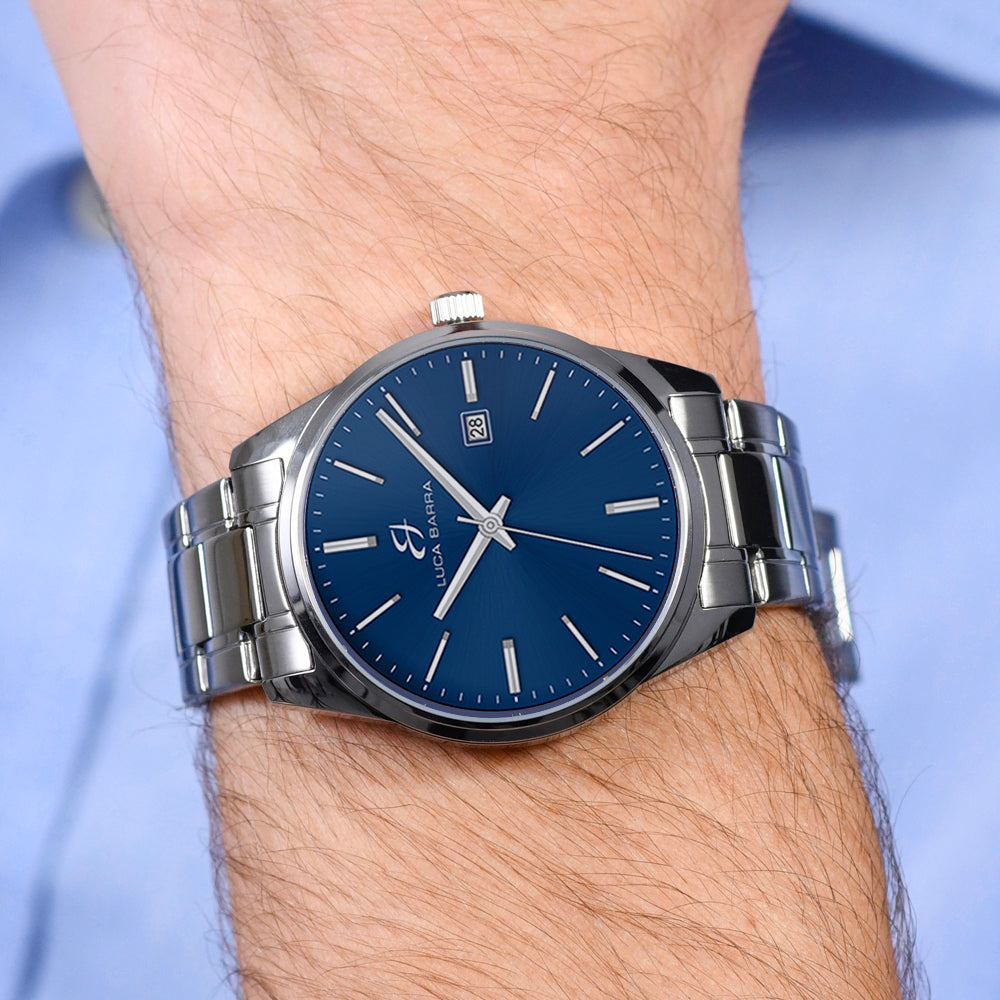 OROLOGIO UOMO IN ACCIAIO QUADRANTE BLU Luca Barra