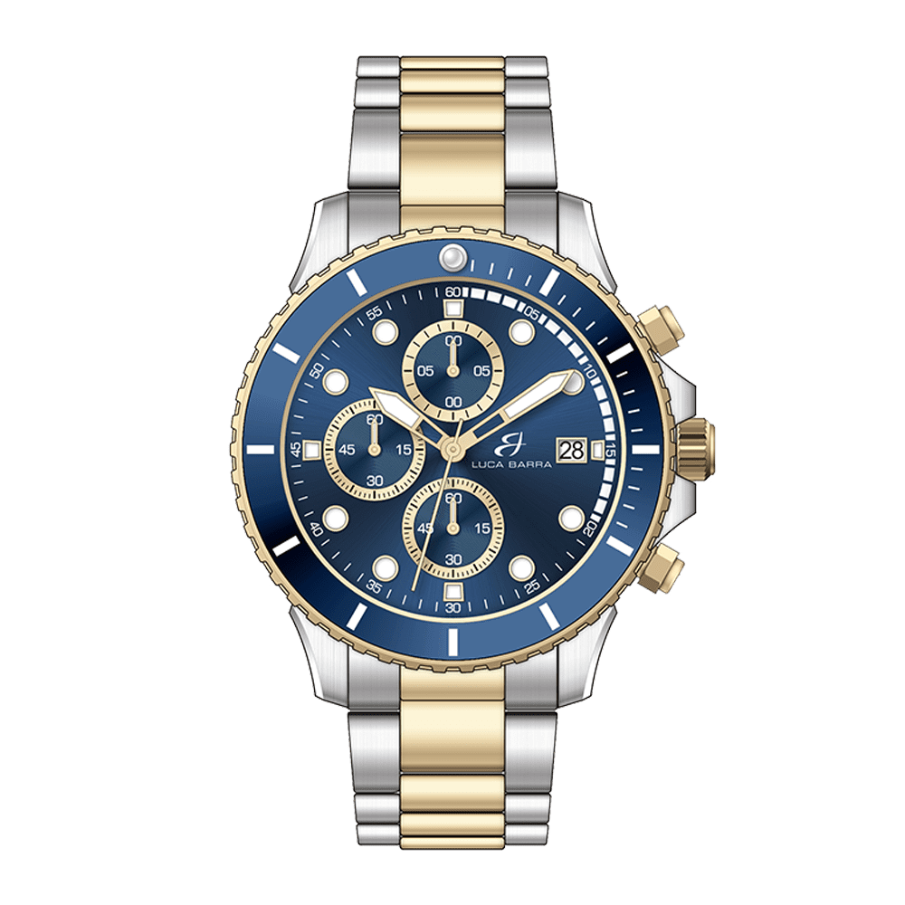 OROLOGIO UOMO IN ACCIAIO E IP GOLD CON QUADRANTE BLU