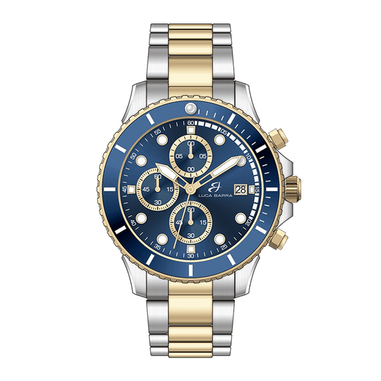 OROLOGIO UOMO IN ACCIAIO E IP GOLD CON QUADRANTE BLU