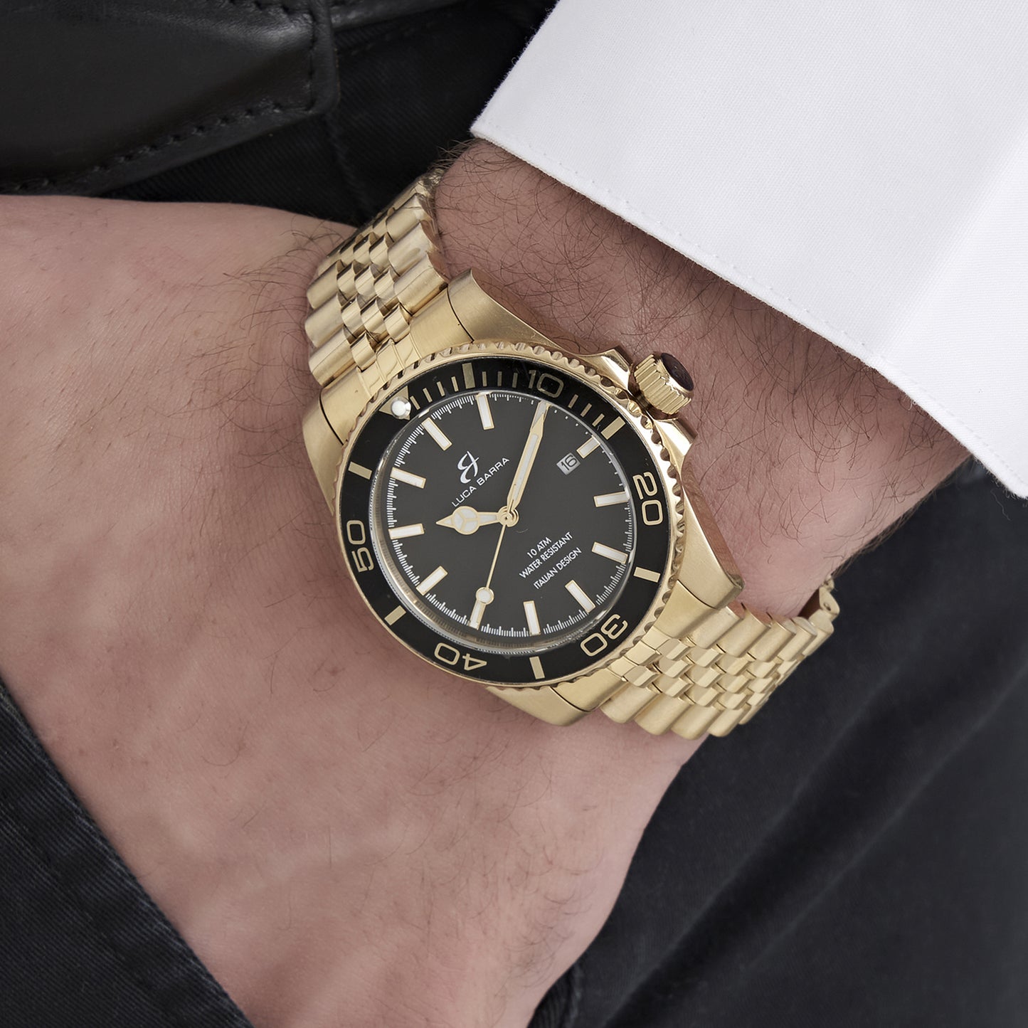 OROLOGIO CON CASSA IN ACCIAIO IP GOLD QUADRANTE NERO