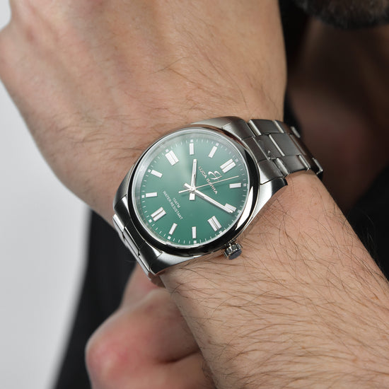 OROLOGIO IN ACCIAIO CON QUADRANTE VERDE Luca Barra