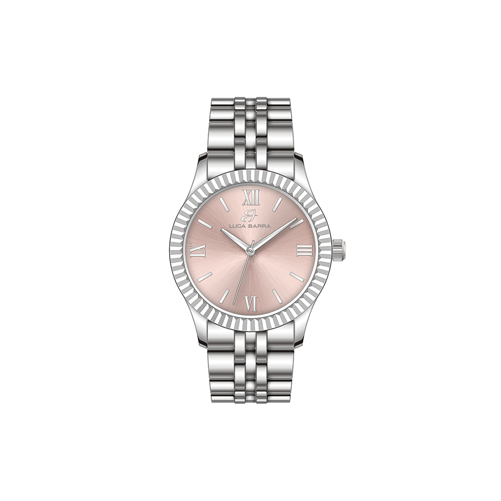 OROLOGIO DONNA CON CASSA IN ACCIAIO QUADRANTE ROSA