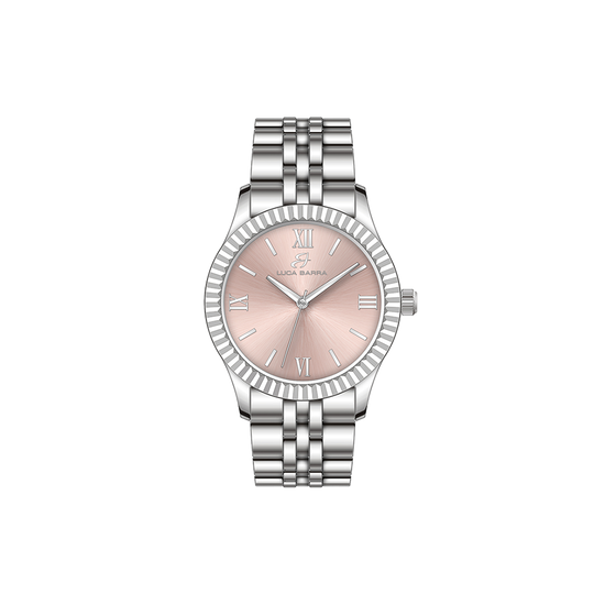 OROLOGIO DONNA CON CASSA IN ACCIAIO QUADRANTE ROSA