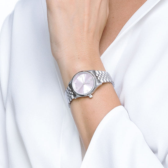 OROLOGIO DONNA CON CASSA IN ACCIAIO QUADRANTE ROSA Luca Barra