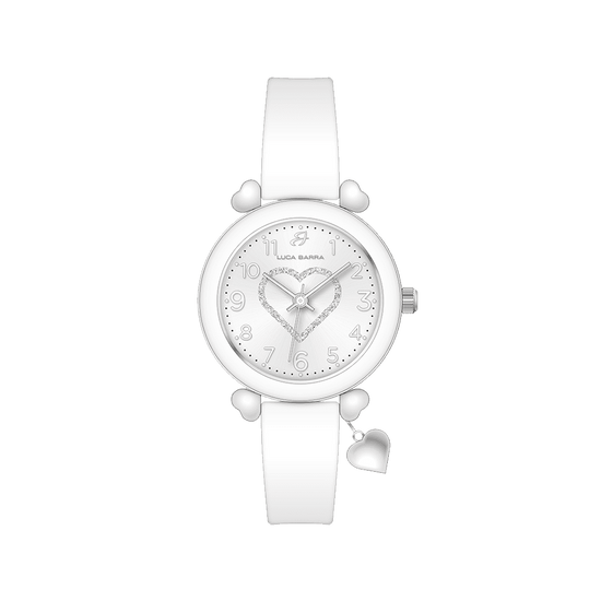 OROLOGIO DONNA IN SILICONE BIANCO E CUORE