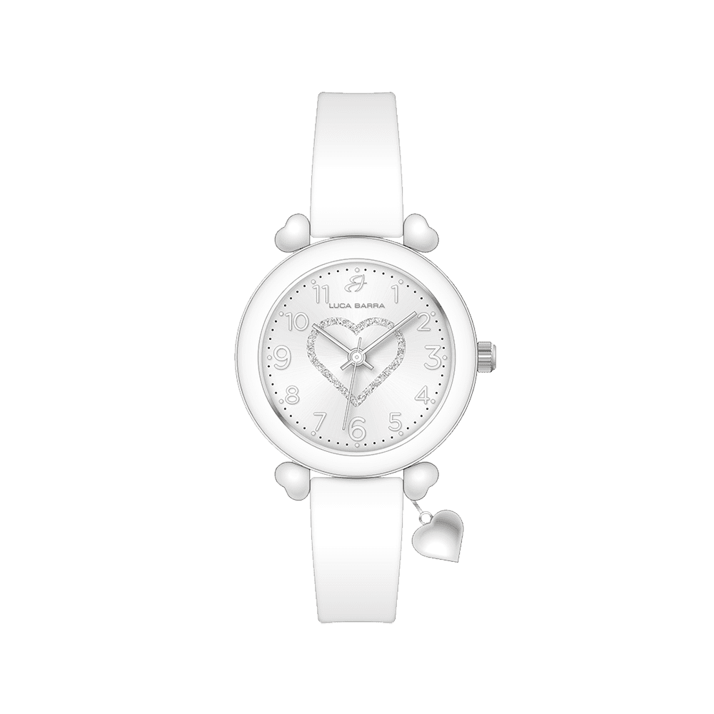 OROLOGIO DONNA IN SILICONE BIANCO E CUORE