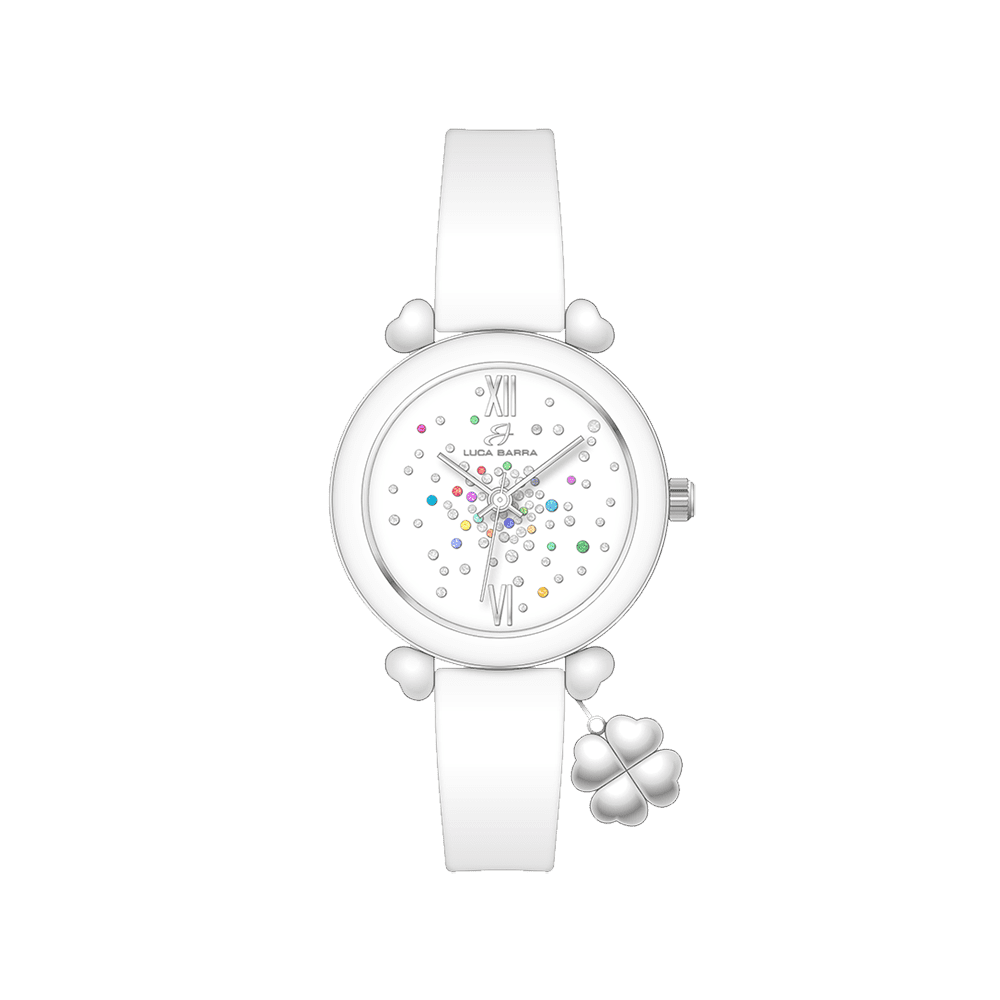 OROLOGIO DONNA IN SILICONE BIANCO E CRISTALLI MULTICOLOR