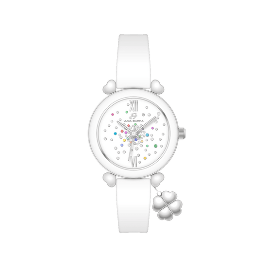 OROLOGIO DONNA IN SILICONE BIANCO E CRISTALLI MULTICOLOR