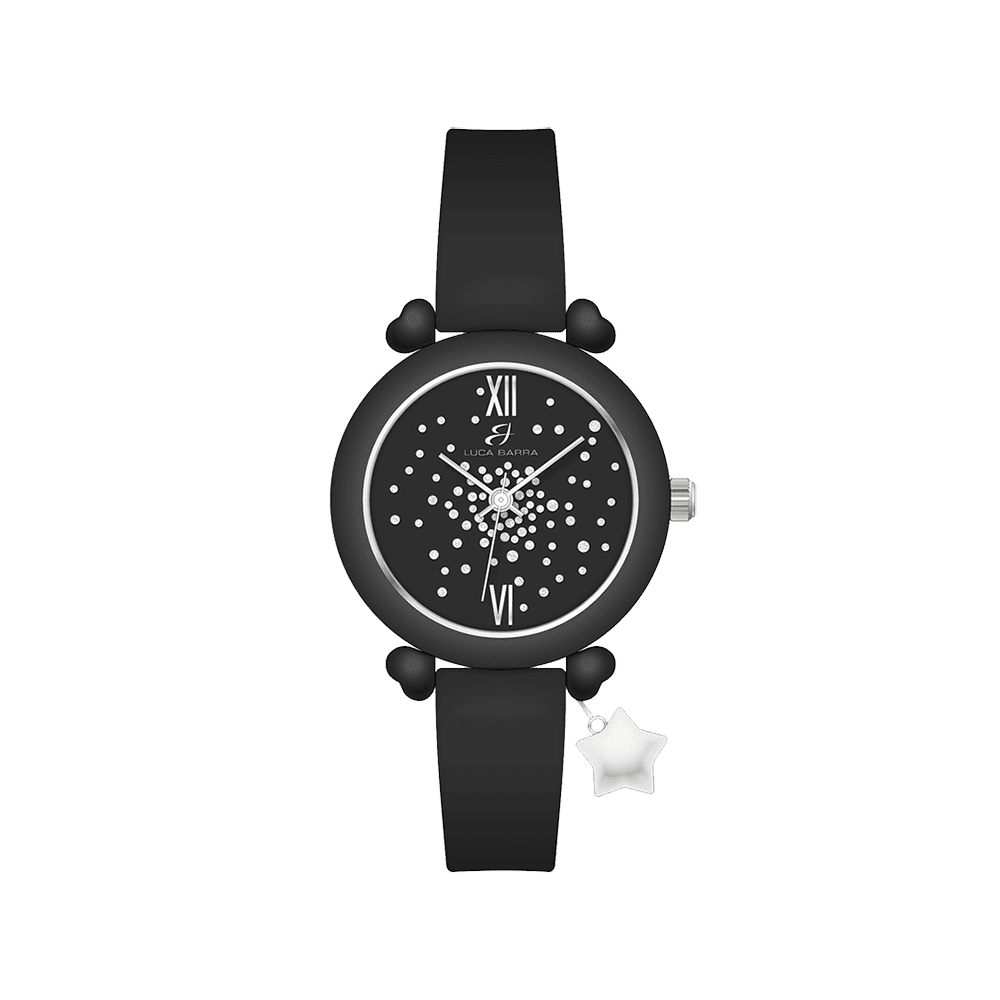 OROLOGIO DONNA IN SILICONE NERO E CRISTALLI BIANCHI