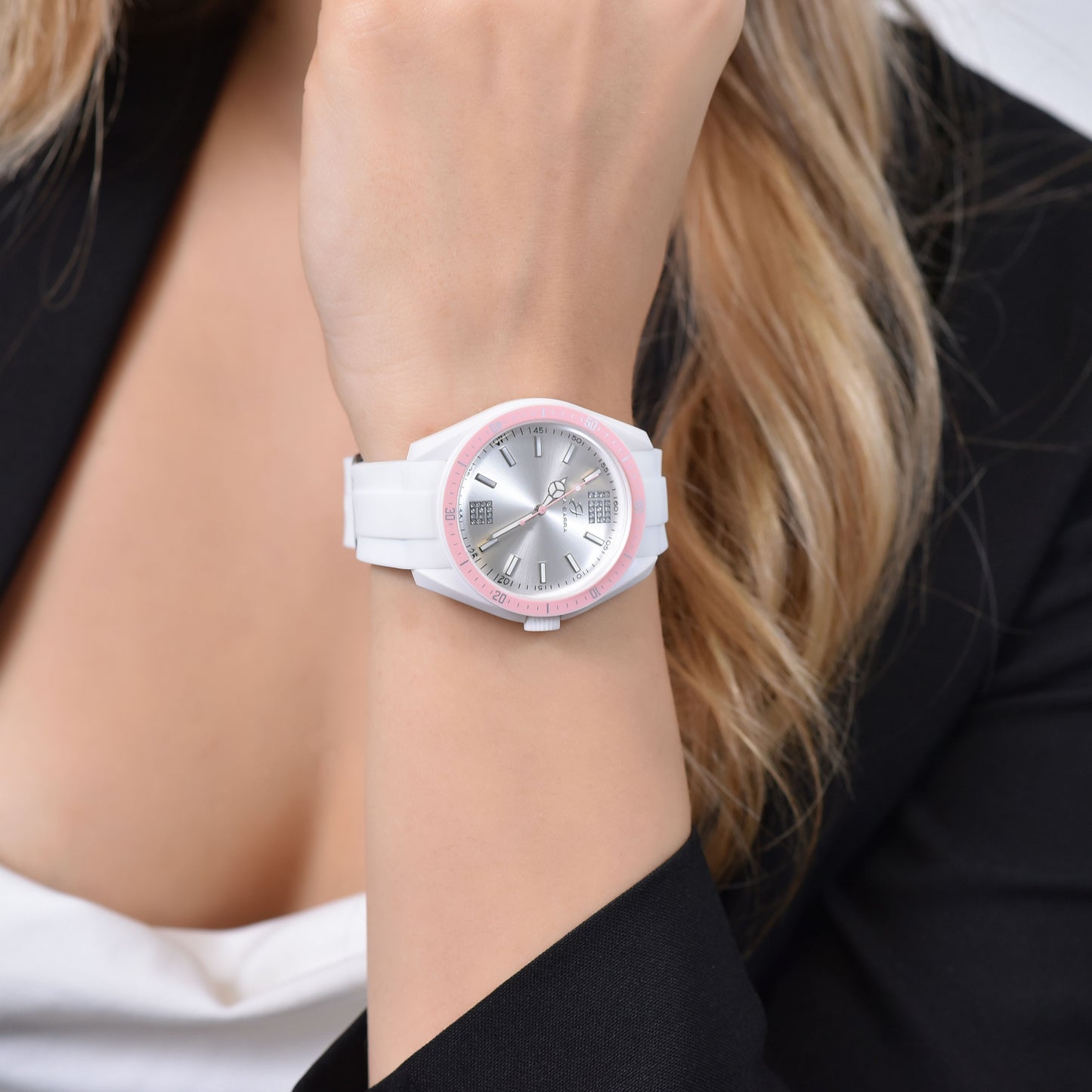 OROLOGIO DONNA IN SILICONE BIANCO E ROSA