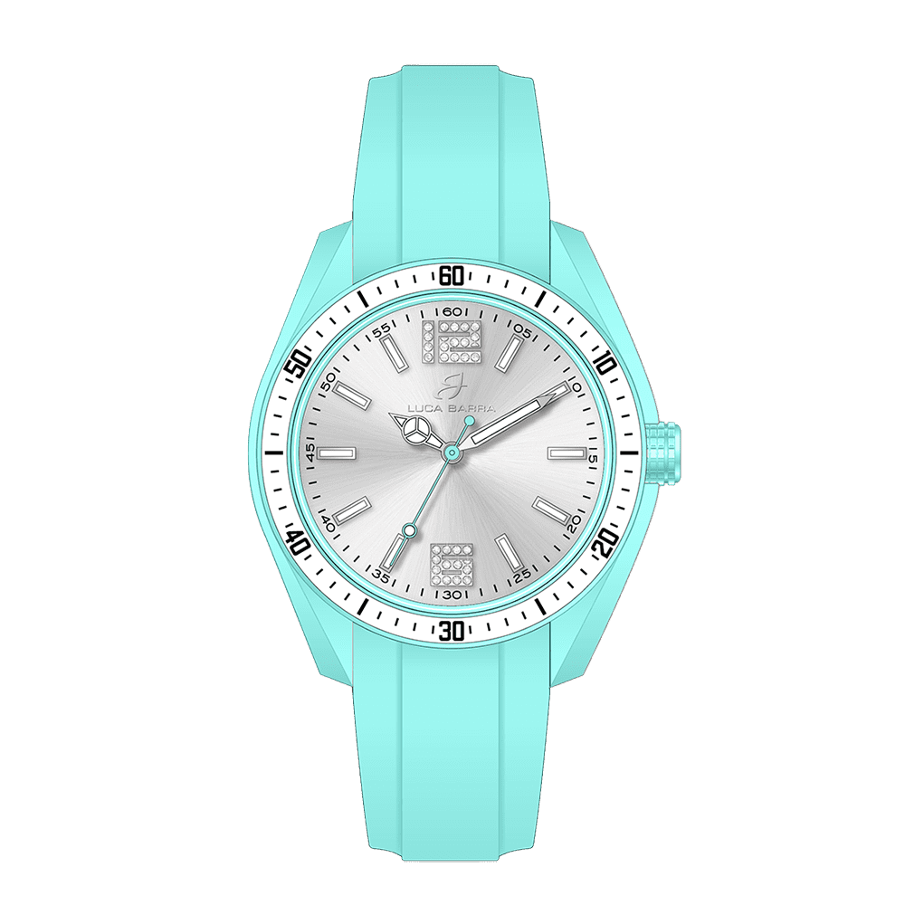 OROLOGIO DONNA IN SILICONE ACQUAMARINA E BIANCO