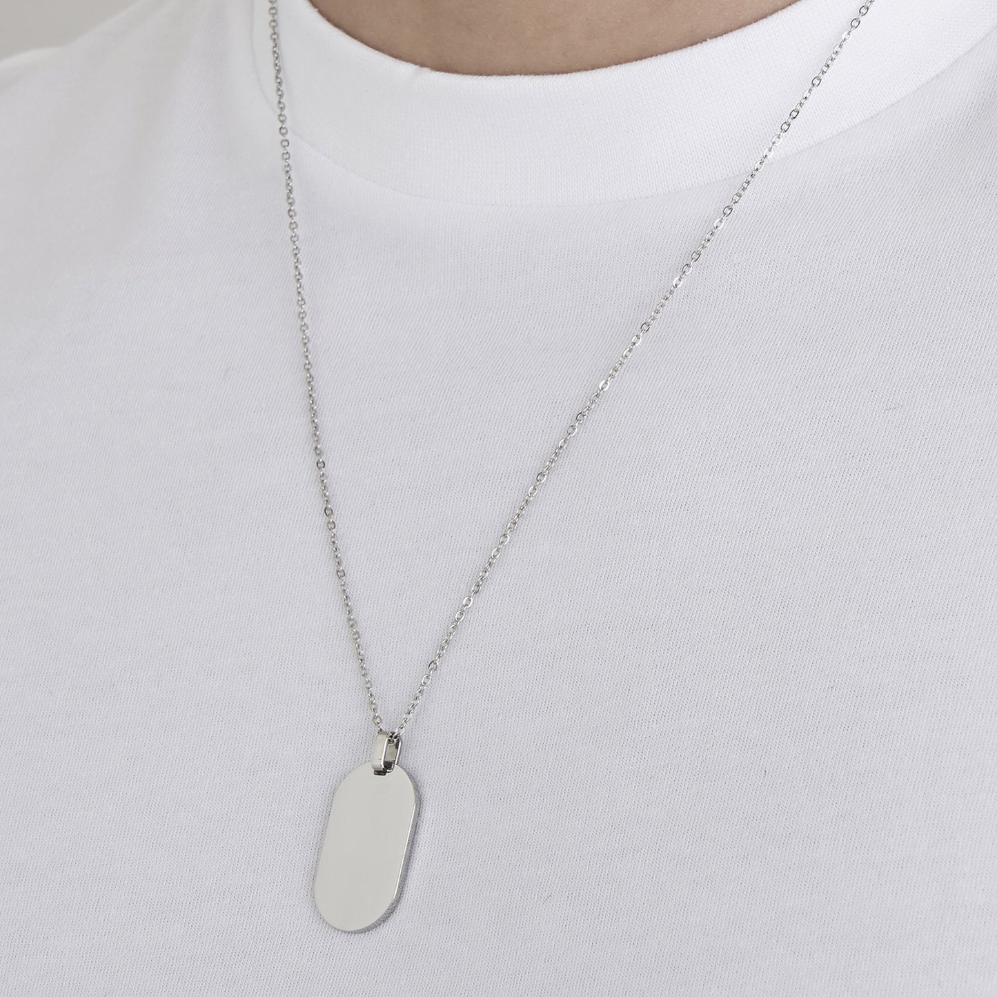 COLLANA UOMO IN ACCIAIO CON PIASTRA PERSONALIZZABILE