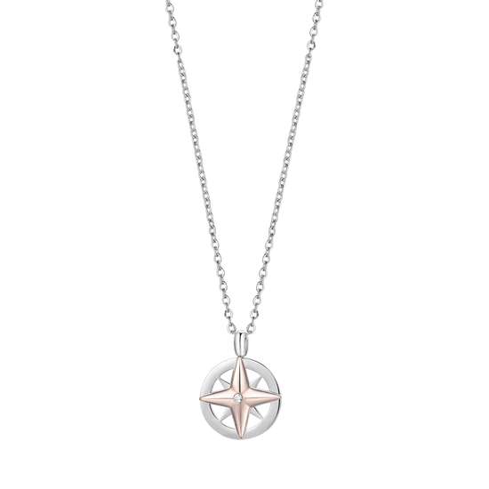 COLLANA UOMO IN ACCIAIO CON ROSA DEI VENTI IP ROSE