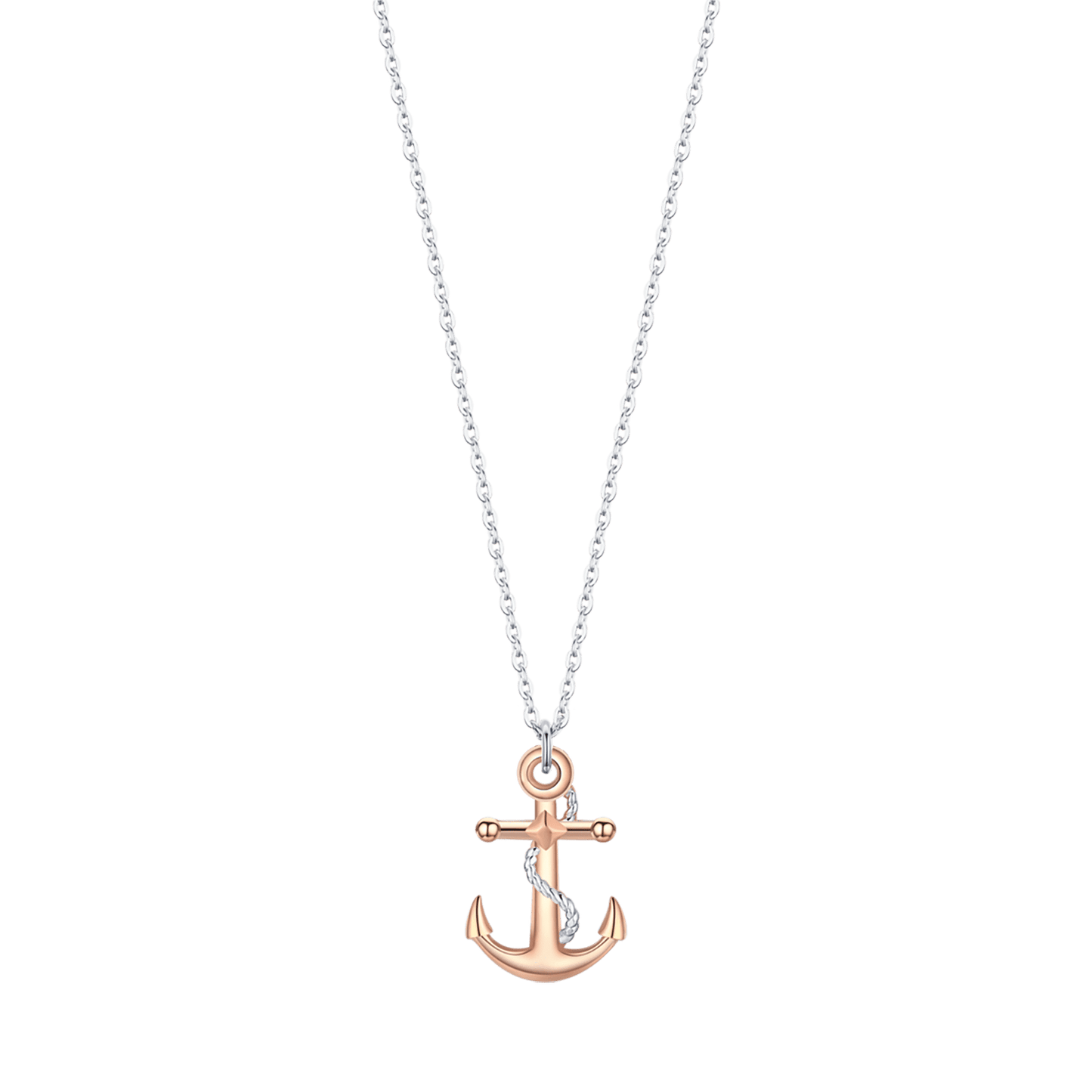 COLLANA UOMO IN ACCIAIO CON ANCORA IP ROSE ED ELEMENTI IN SILVER