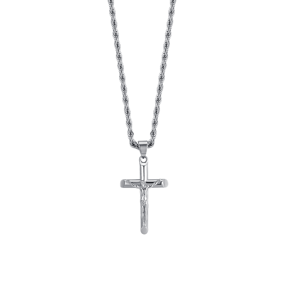 COLLANA UOMO IN ACCIAIO CON CROCIFISSO