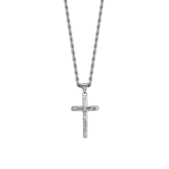 COLLANA UOMO IN ACCIAIO CON CROCIFISSO