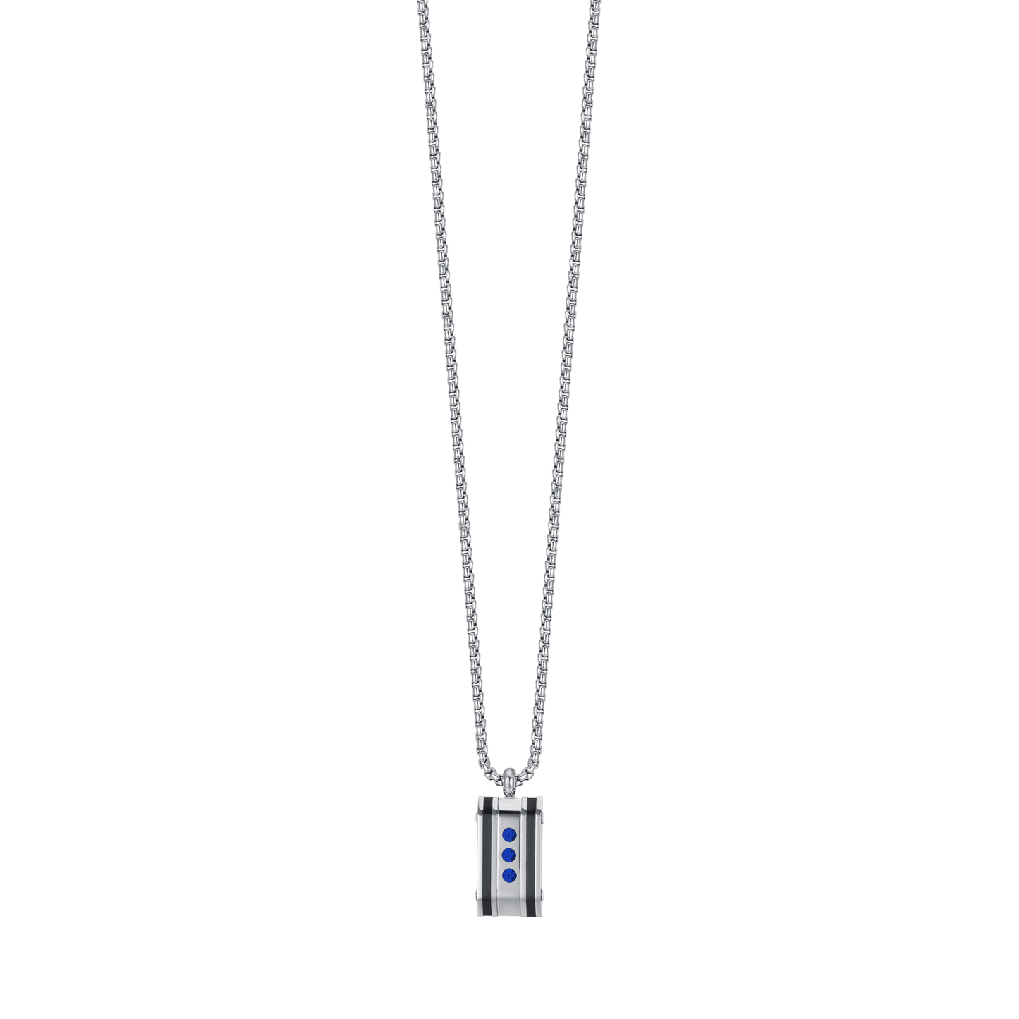 COLLANA UOMO IN ACCIAIO CON PIASTRA CON CRISTALLI BLU