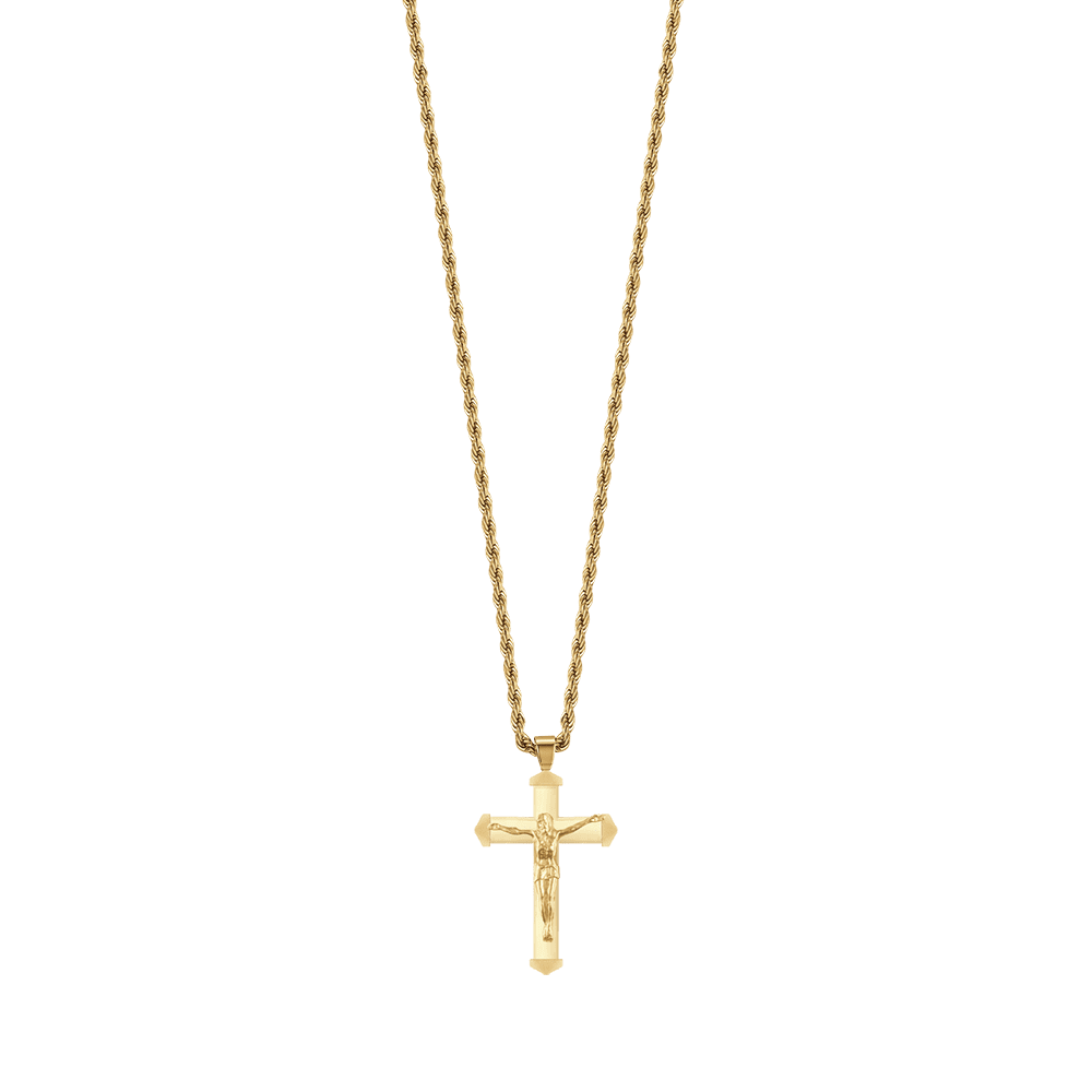 COLLANA UOMO IN ACCIAIO IP GOLD CON CROCEFISSO