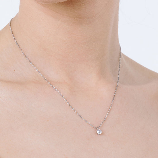 COLLANA DONNA PUNTO LUCE IN ACCIAIO CON CRISTALLO BIANCO DA 4 MM