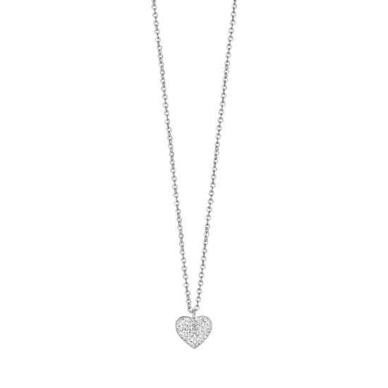 COLLANA DONNA IN ACCIAIO CON CUORE E CRISTALLI BIANCHI