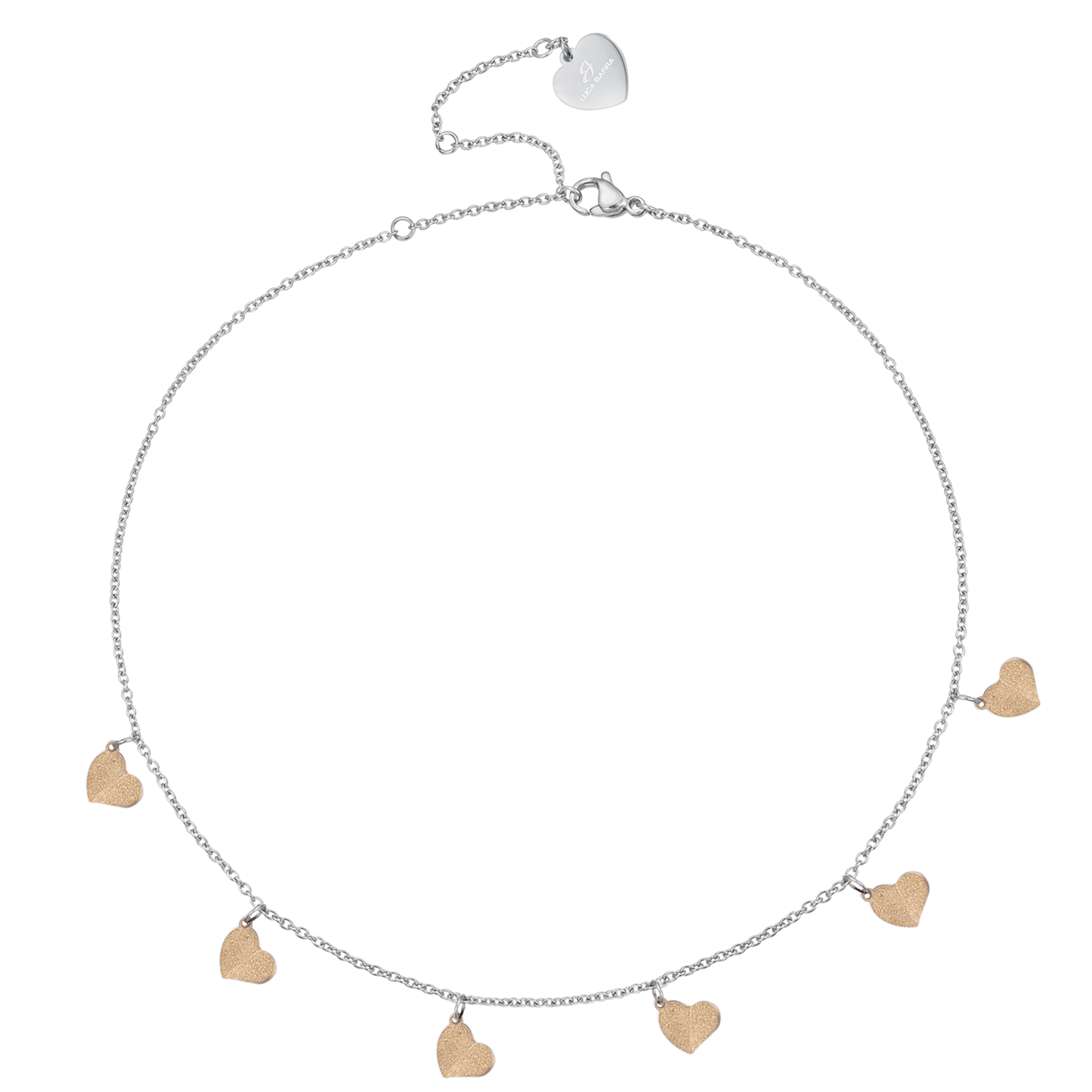 COLLANA IN ACCIAIO CON CUORI E GLITTER IP GOLD