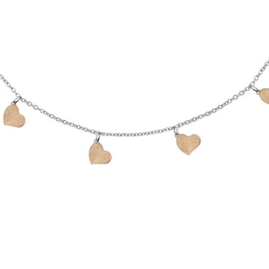 COLLANA IN ACCIAIO CON CUORI E GLITTER IP GOLD