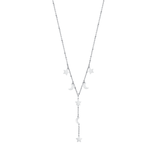 COLLANA IN ACCIAIO CON STELLE E LUNE